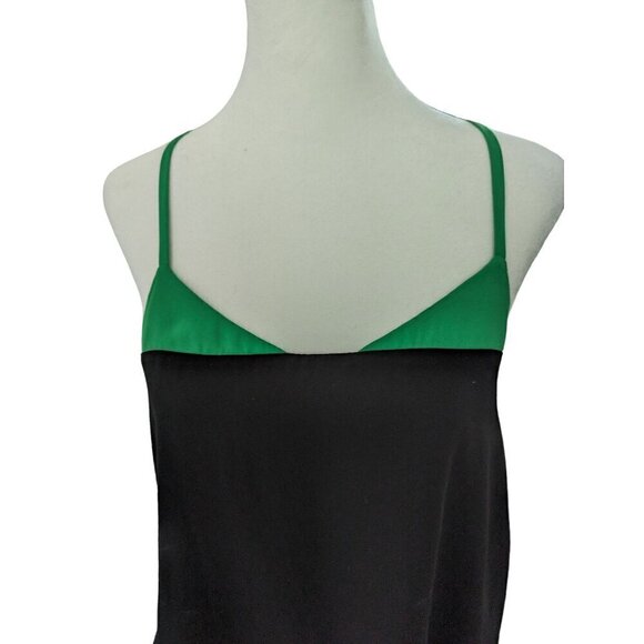 BCBGMaxazria Mika Black Green Asymmetric Tiered Racerback Tank - Picture 4 of 9